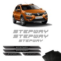 Kit Adesivos Sandero Stepway 2015 Prata + Soleira Protetora