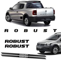 Kit Adesivos Saveiro Robust 17/19 Preto + Soleira Protetora