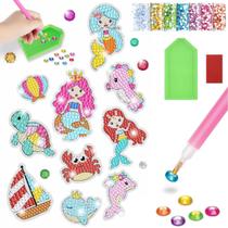 Kit Adesivos Sereia Strass Coloridos Pintura de Diamante Infantil Big Gem Stickers