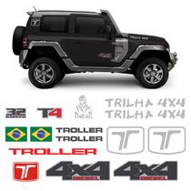 Kit Adesivos Troller T4 2015/2019 4x4 Trilha Dakar Completo