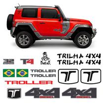 Kit Adesivos Troller T4 2015/2021 4x4 3.2 Trilha Dakar Preto