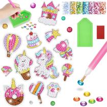 Kit Adesivos Unicornio Strass Coloridos Pintura de Diamante Infantil Big Gem Stickers - Levolpe