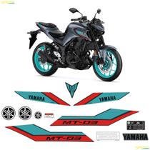 Kit Adesivos Yamaha MT-03 2023/2024 Moto Cinza + Emblemas