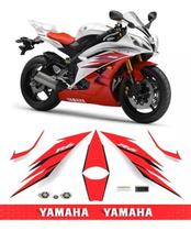 Kit Adesivos Yamaha R6 2006 Branca E Vermelha Faixa R606Bv