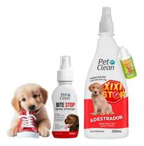 Kit Adestramento Cachorro Bite Stop + Xixi Não Pode E Pode Pet Clean