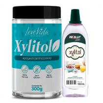 Kit Adoçante Dietético Pó e Liquido Xylitol Xilitol Chilitol Natural Não Amarga