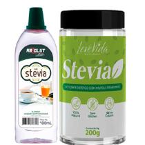 Kit Adoçante Stevia Estevia Natural 100ml e pó 200g zero amargor