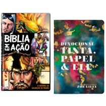 Kit Adolescente Cristão - Bíblia em Ação + Devocional Tinta, Papel e Ele - 2 livros