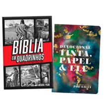 Kit Adolescente Cristão - Bíblia em Quadrinhos + Devocional Tinta, Papel e Ele - 2 livros