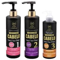 Kit adorme cabelo - griffin 3 pçs keratina argan colágeno reduz volume anti-frizz hidratação maciez brilho intenso
