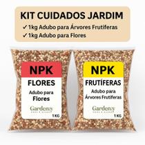 Kit Adubo Fertilizante 2x1kg Árvores Frutíferas + Flores com NPK + Micronutrientes