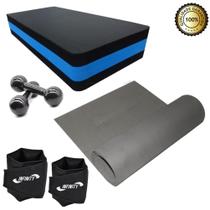 Kit Aeróbico Caneleira 2 Kg + Step + Halter 2Kg +Tapete Eva