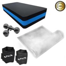 Kit Aeróbico Caneleira 2 Kg + Step + Halter 2Kg +Tapete Eva