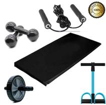 Kit Aeróbico : Halter 2Kg Par + Colchonete + Roda Abd +