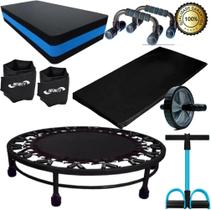 Kit Aeróbico Mini Jump+Colchonete+Extensor+Step+Roda