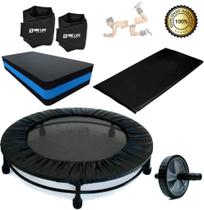 Kit Aeróbico Mini Jump+Colchonete+Roda+Caneleira3+Step+Capa