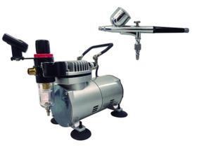 Kit Aerografia Compressor Ar Direto Aerografia + Aerógrafo 0,3mm Copo Fixo - Onetools