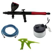 Kit aerógrafo com dupla ação e 4pçs bico 0.2mm / 2ml profissional