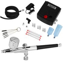 Kit Aerógrafo + Compressor Completo 17 Pçs Bivolt Aerografia Kit Aerógrafo + Compressor Completo 17 Pçs Bivolt Aerografia