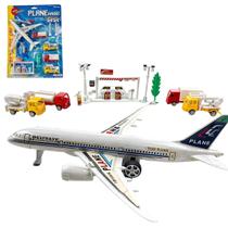kit Aeroporto infantil avião posto combustível caminhões