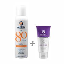 Kit Aerosol Spray Transparente FPS80 + Protetor Solar Facial FPS75 - Anasol