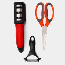 Kit Afiador Amolador Para Churrasco Cozinha Facas Tesoura Kit Afiador Amolador Para Churrasco Cozinha Facas Tesoura