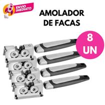 Kit Afiador e Amolador De Facas E Tesouras Em Inox Com Cabo ABS Manual Profissional Cozinha