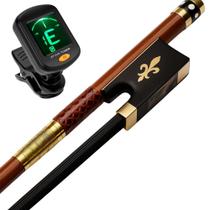 Kit Afinador Marinos + Arco Violino 4 4 Oitavado Brasilwood Crina Animal Negra Mongólia Flor de Lis Kit Afinador Marinos + Arco Violino 4 4 Oitavado Brasilwood Crina Animal Negra Mongólia Flor de Lis