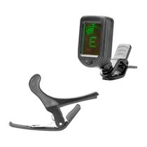 KIT Afinador Musical para instrumentos SAD-1 e Capotraste em Aluminio Grande CPG-BK SONOROS