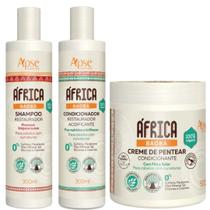 Kit África Baobá Shampoo + Condicionador + Creme De Pentear Vegano Cabelos Com Curvatura Apse