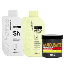 Kit Afro Coffee Force 500ml Máscara Antiqueda 300g Liso Força e Nutrição