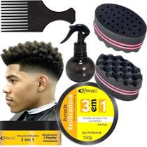 Kit Afro Pomada 3 em 1 Capilar Borrifador Pente Garfo e Esponja Nudred Kit Afro Pomada 3 em 1 Capilar Borrifador Pente Garfo e Esponja Nudred