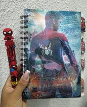 Kit Agenda Holográfica Canetas 10 Cores Aranha Heróis