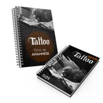Kit Agenda Tatuador ficha anamnese tattoo piercing capa dura