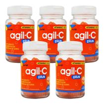 Kit Agil-C Plus Sabor Laranja Com 5 Potes De 40 Pastilhas De Goma Cada
