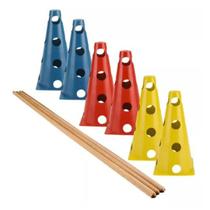 Kit Agilidade 4 Barras 8 Cones Fisioterapia Funcional Treino