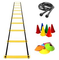 kit agilidade treino funcional em casa ou ar livre 1 escada, 5 cones, 5 chapéus, 1 corda de pular kit agilidade treino funcional em casa ou ar livre 1 escada, 5 cones, 5 chapéus, 1 corda de pular