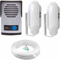 Kit Agl Porteiro + 2 Interfone + 40 Metros De Cabo