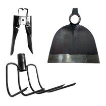 Kit Agricultura e Jardinagem - Forcado Cavadeira e Enxada