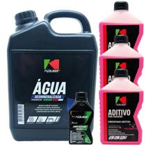 Kit Agua 3L + 3 Aditivo Conc. Rosa + Limpa Radiador - Koube