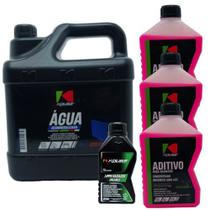 Kit Agua 5L+ 3 Aditivo Orgânico Rosa+ Limpa Radiador - Koube