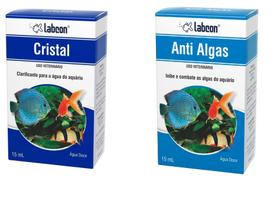 Kit agua limpa aquario Cristal + Antialgas Labcon 15ml