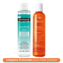 Kit Água Micelar Purified Skin Neutrogena 200ml + Tônico Adstringente Actine 190ml Pele Oleosa Acneica