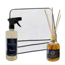 Kit Água perfumada 500ml + Difusor de Ambiente c/Varetas 250ml Sensação + 9 Tapetes Higiênicos Pet