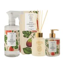 Kit Água Perfumada 500ml Difusor de Perfume Sabonete Líquido 350ml Lenvie Figo Ambarado Kit Água Perfumada 500ml Difusor de Perfume Sabonete Líquido 350ml Lenvie Figo Ambarado