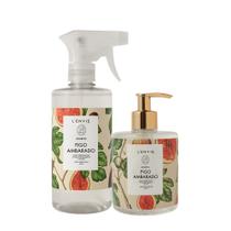 Kit Água Perfumada 500ml e Sabonete Líquido 350ml Lenvie Figo Ambarado
