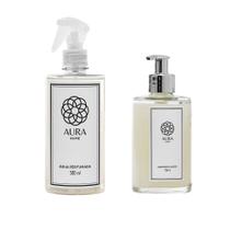 Kit Água Perfumada Para Roupas Tecidos e Lençol 500ml + Sabonete Liquido Hidratante Perfumado 250ml - Aura Home