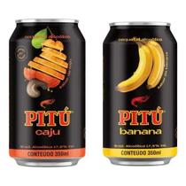 Kit Aguardente Pitú Caju e Banana com 2 Unidades de 350ml