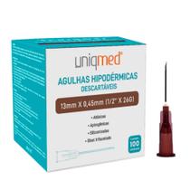 Kit agulha 13 x 0,45mm (26g x 1/2) 100un - uniqmed + 100 seringa 03ml sem agulha ls - bd Kit agulha 13 x 0,45mm (26g x 1/2) 100un - uniqmed + 100 seringa 03ml sem agulha ls - bd