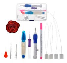 Kit Agulha Mágica Bordado Russo Bordar Costura Perfurar